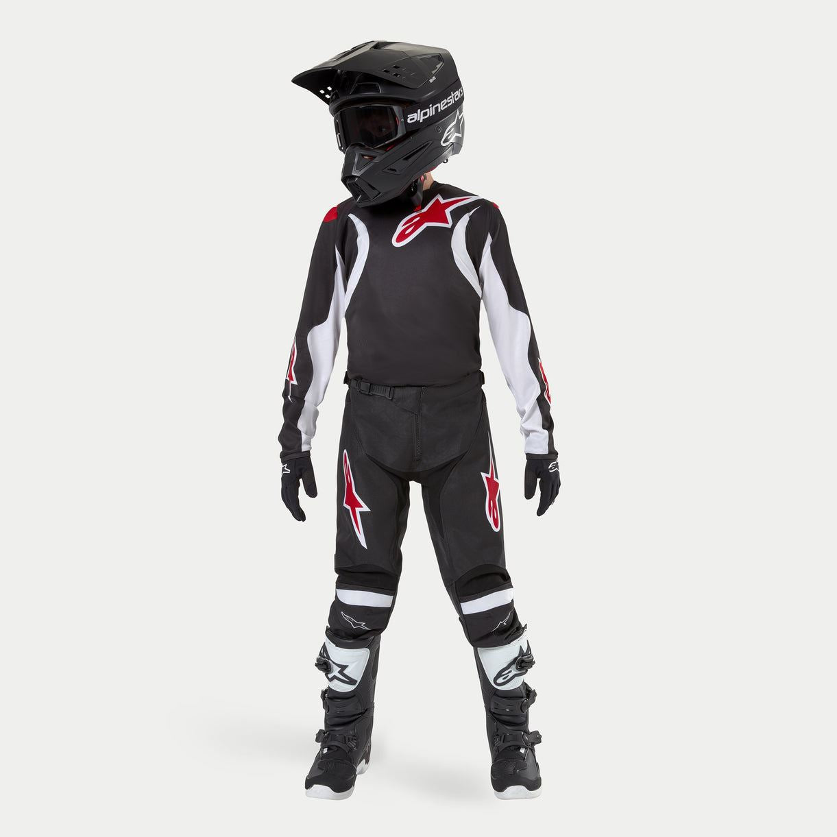 Alpinestars 2024 Racer Lucent Youth Motocross Combo Kit Black White